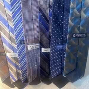 Stylish Blue and Gray Tie Set by Calvin Klein, Van Heusen, and Stafford lot of 7